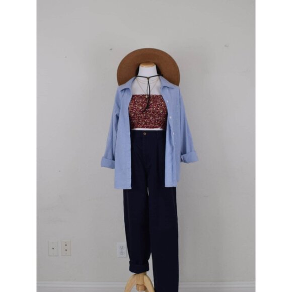 Vintage 80s Cotton Button-Up Embroidered Blouse size M - Picture 9 of 10